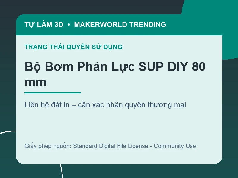 Thông tin liên hệ và quyền sử dụng cho Bộ Bơm Phản Lực SUP DIY 80 mm