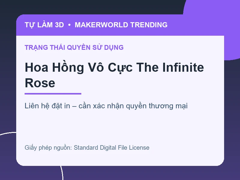 Thông tin liên hệ và quyền sử dụng cho Hoa Hồng Vô Cực The Infinite Rose