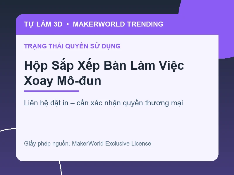 Thông tin liên hệ và quyền sử dụng cho Hộp Sắp Xếp Bàn Làm Việc Xoay Mô-đun
