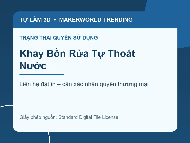 Thông tin liên hệ và quyền sử dụng cho Khay Bồn Rửa Tự Thoát Nước