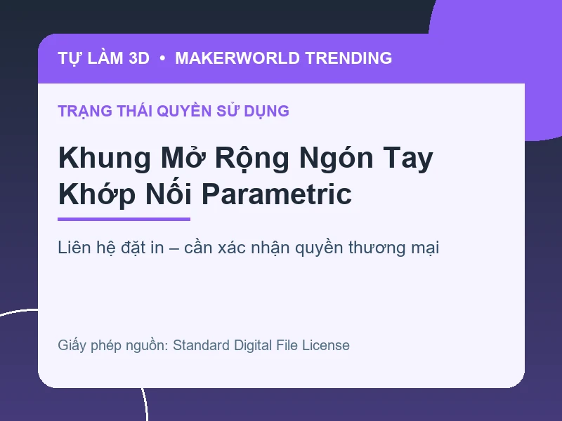 Thông tin liên hệ và quyền sử dụng cho Khung Mở Rộng Ngón Tay Khớp Nối Parametric