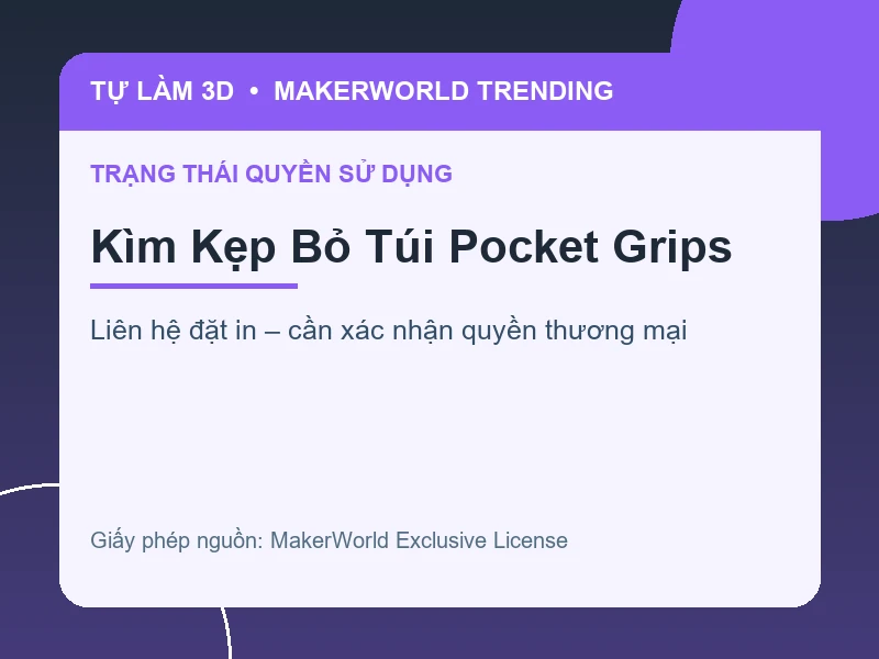 Thông tin liên hệ và quyền sử dụng cho Kìm Kẹp Bỏ Túi Pocket Grips