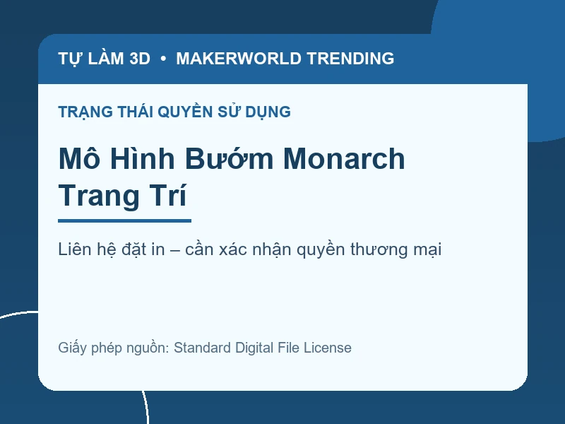 Thông tin liên hệ và quyền sử dụng cho Mô Hình Bướm Monarch Trang Trí