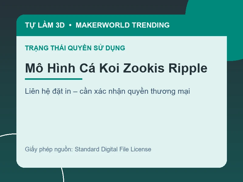 Thông tin liên hệ và quyền sử dụng cho Mô Hình Cá Koi Zookis Ripple