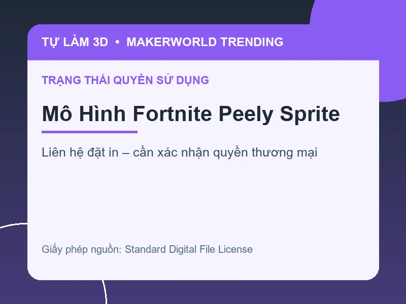 Thông tin liên hệ và quyền sử dụng cho Mô Hình Fortnite Peely Sprite