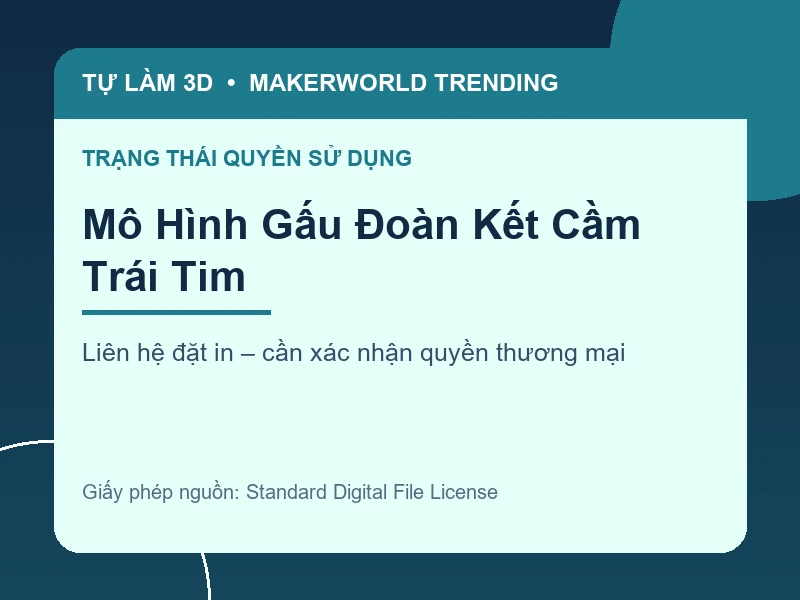 Thông tin liên hệ và quyền sử dụng cho Mô Hình Gấu Đoàn Kết Cầm Trái Tim