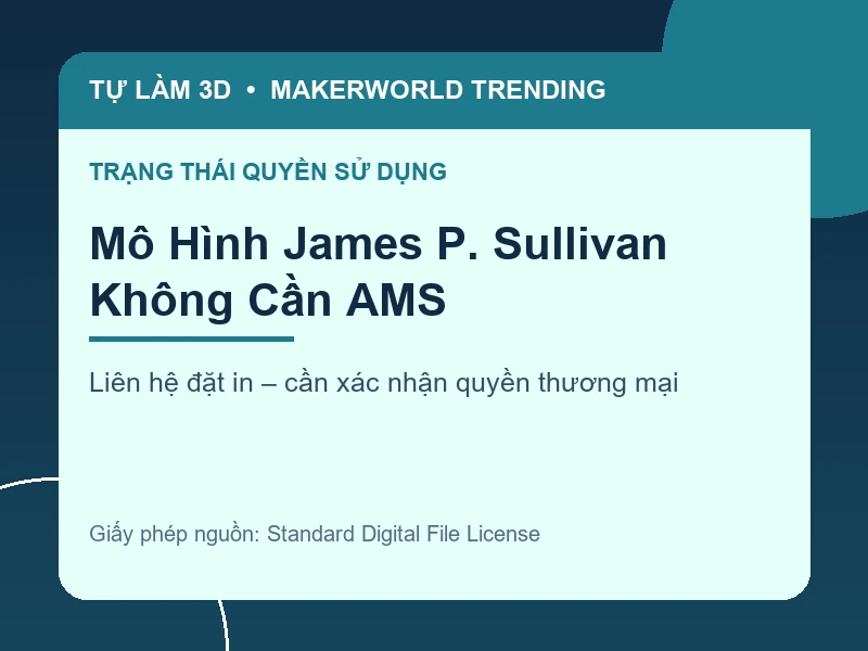 Thông tin liên hệ và quyền sử dụng cho Mô Hình James P. Sullivan Không Cần AMS