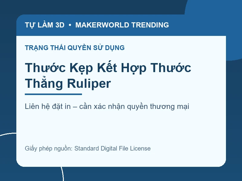Thông tin liên hệ và quyền sử dụng cho Thước Kẹp Kết Hợp Thước Thẳng Ruliper